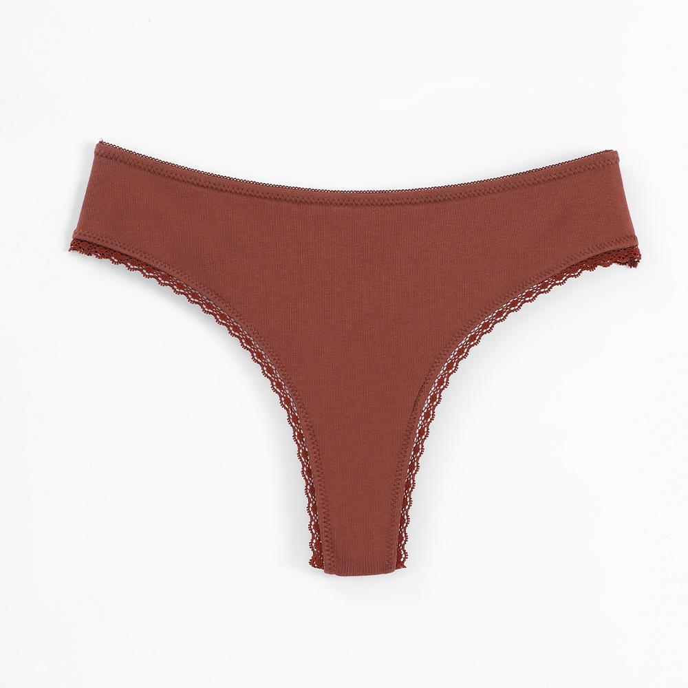 Pure cotton thong panties Women's sensual lace low-rise briefs Ladies' underwear