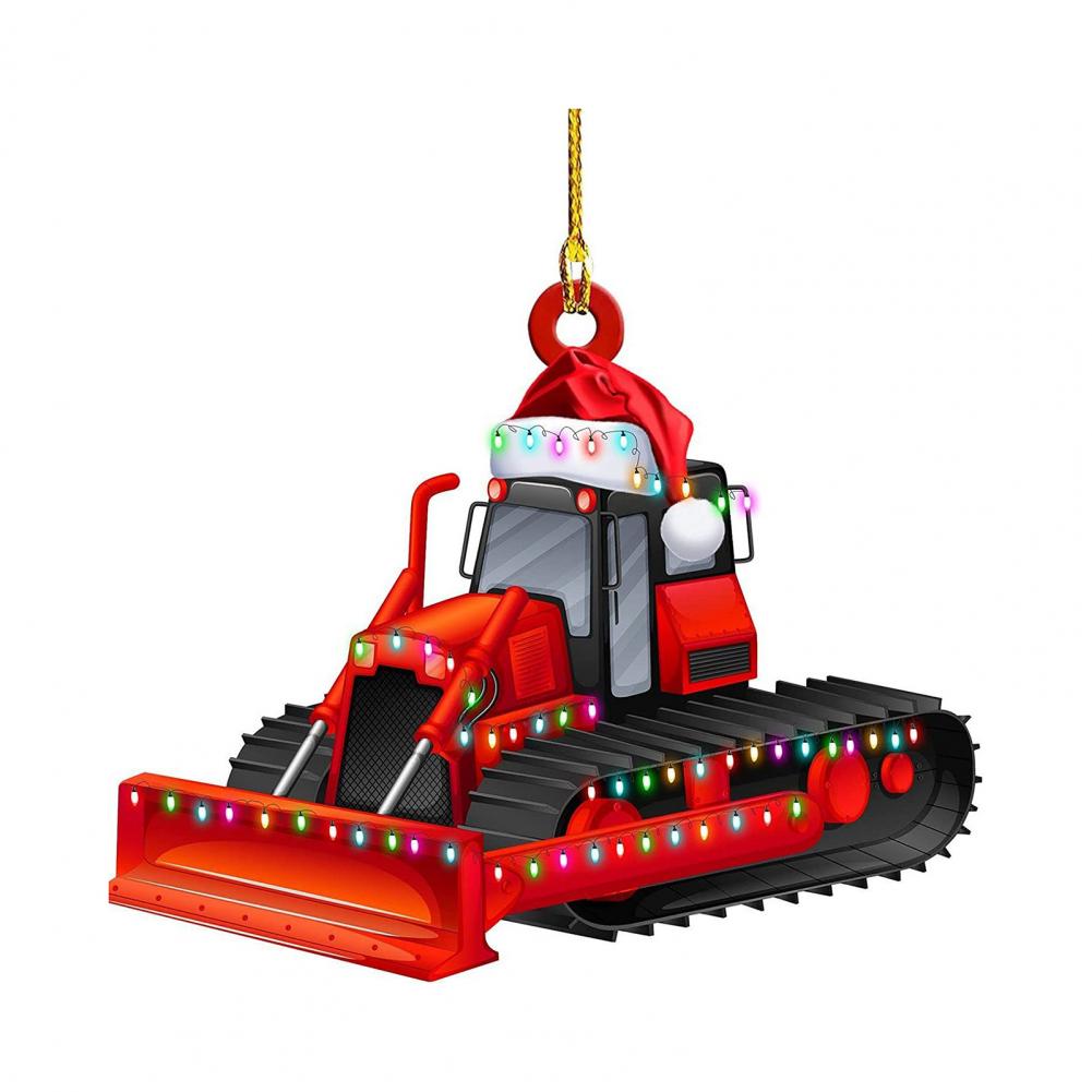 Christmas Vehicle Ornament Acrylic Truck Tractor Airplane Christmas Tree Ornament For Holiday Party Decoration Home Ornament