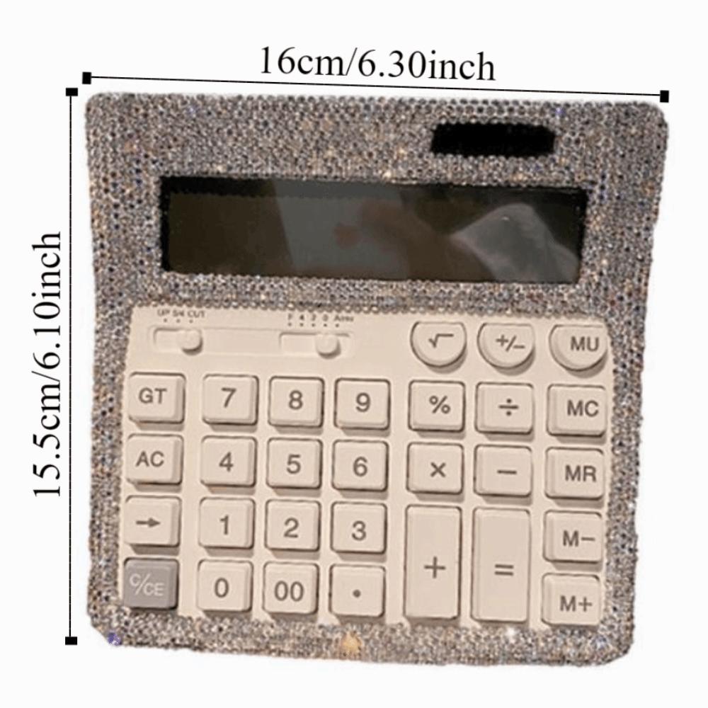 Glänzender Strassstein-Taschenrechner Dual Power Multifunktionaler Solar-Schreibtischrechner Effiziente Berechnung Leichter Luxus
