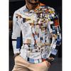 Herren Herbst und Winter 3D-Druck Rundhals Langarm T-Shirt Mode Vielseitig Trend Atmungsaktiv Lässig