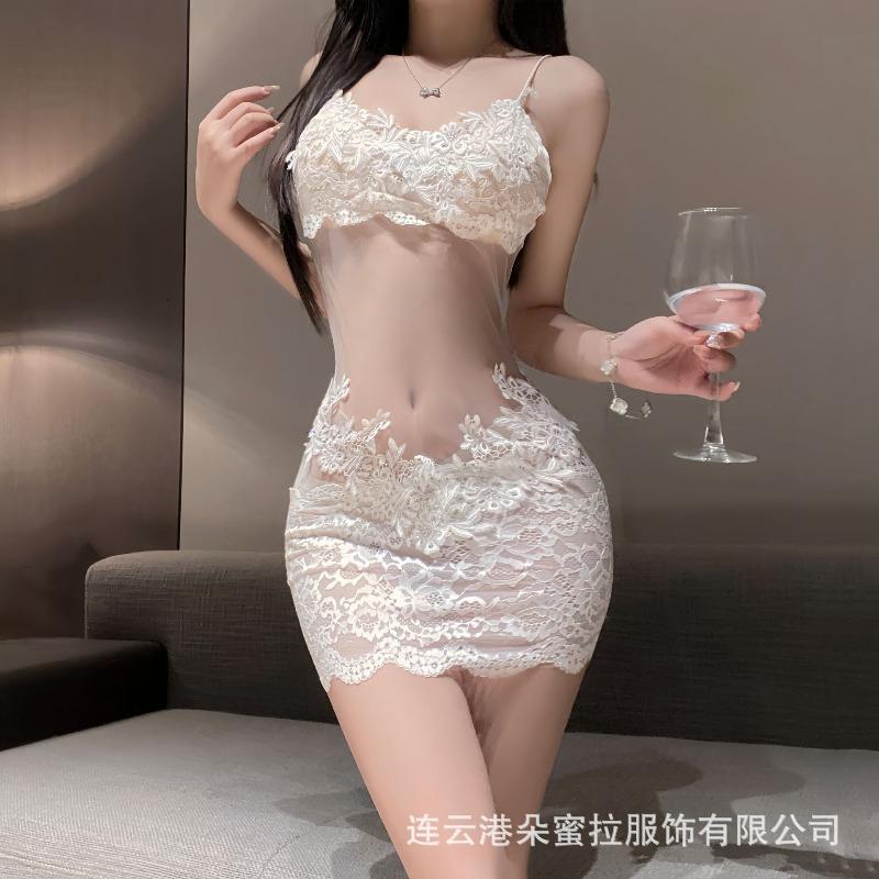 Domila Sexy Lingerie Sexy Onesie Pure Lace Seduction Crotch Uniform Maid Dress Flirting Pajamas