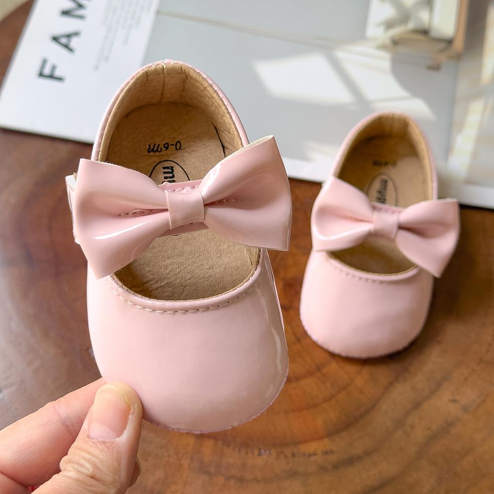 Newborn Baby Shoes Infant Girls Shoes PU Anti-slip Bowknot Classic Princess Dress Shoes Toddler First Walker Crib Shoe