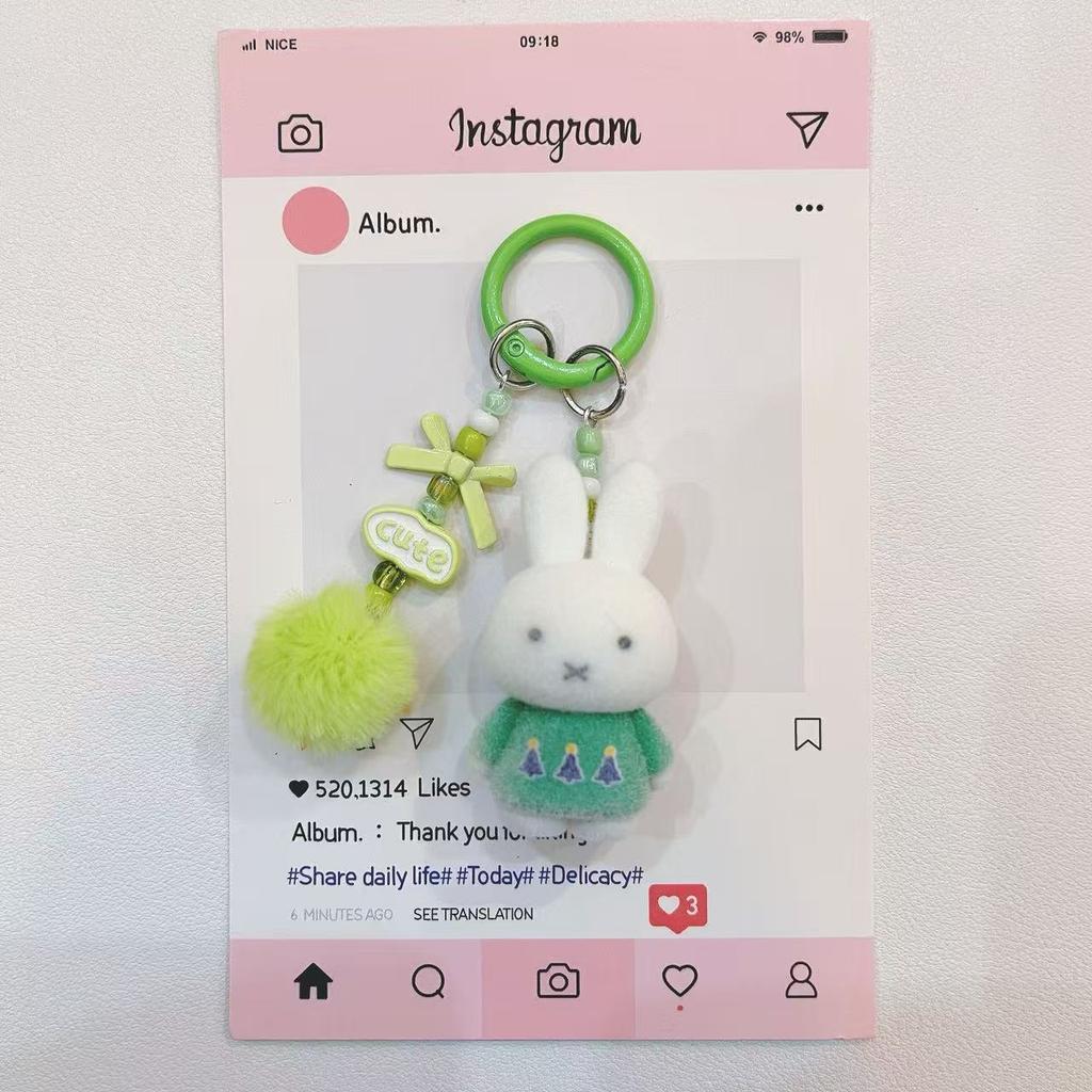Miffy Cute Creative Fashion Plush Keychain Portable Decorative Rabbit Pendant Anime Bag Kawaii Suitable for Men and Women Gifts