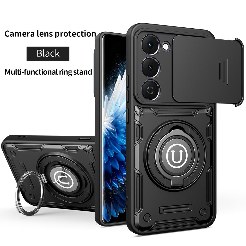 Anti-slip Armor Shockproof Case For Tecno Spark 40 Pro KM6 Plus 4G KM7 Camera Lens Protection Rotating Ring Stand Phone Cover