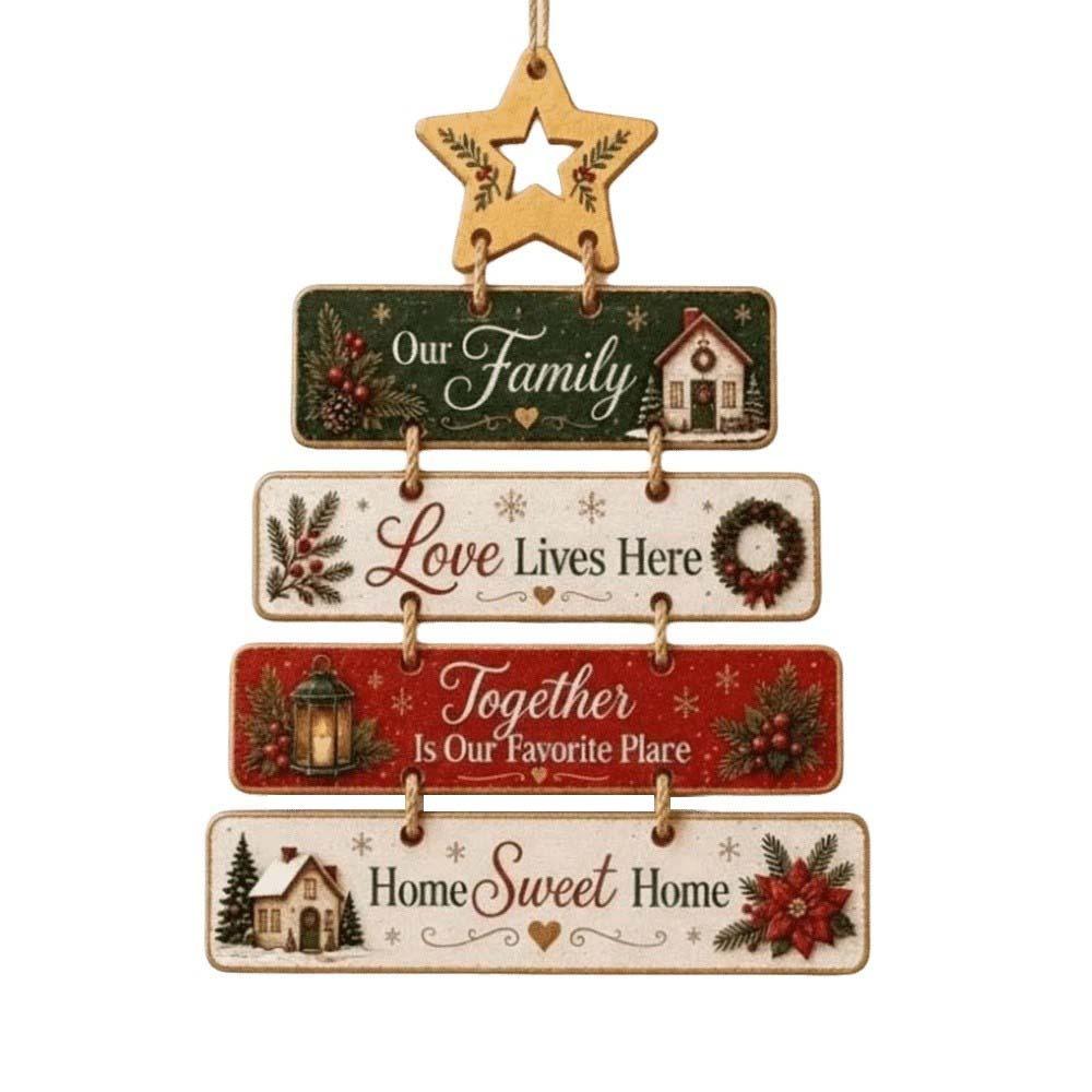 Xmas Tree Decor Tiered Christmas Door Sign Rustic Vintage Wooden Plaque Handcrafted Eco-friendly Hanging Welcome Board Porch