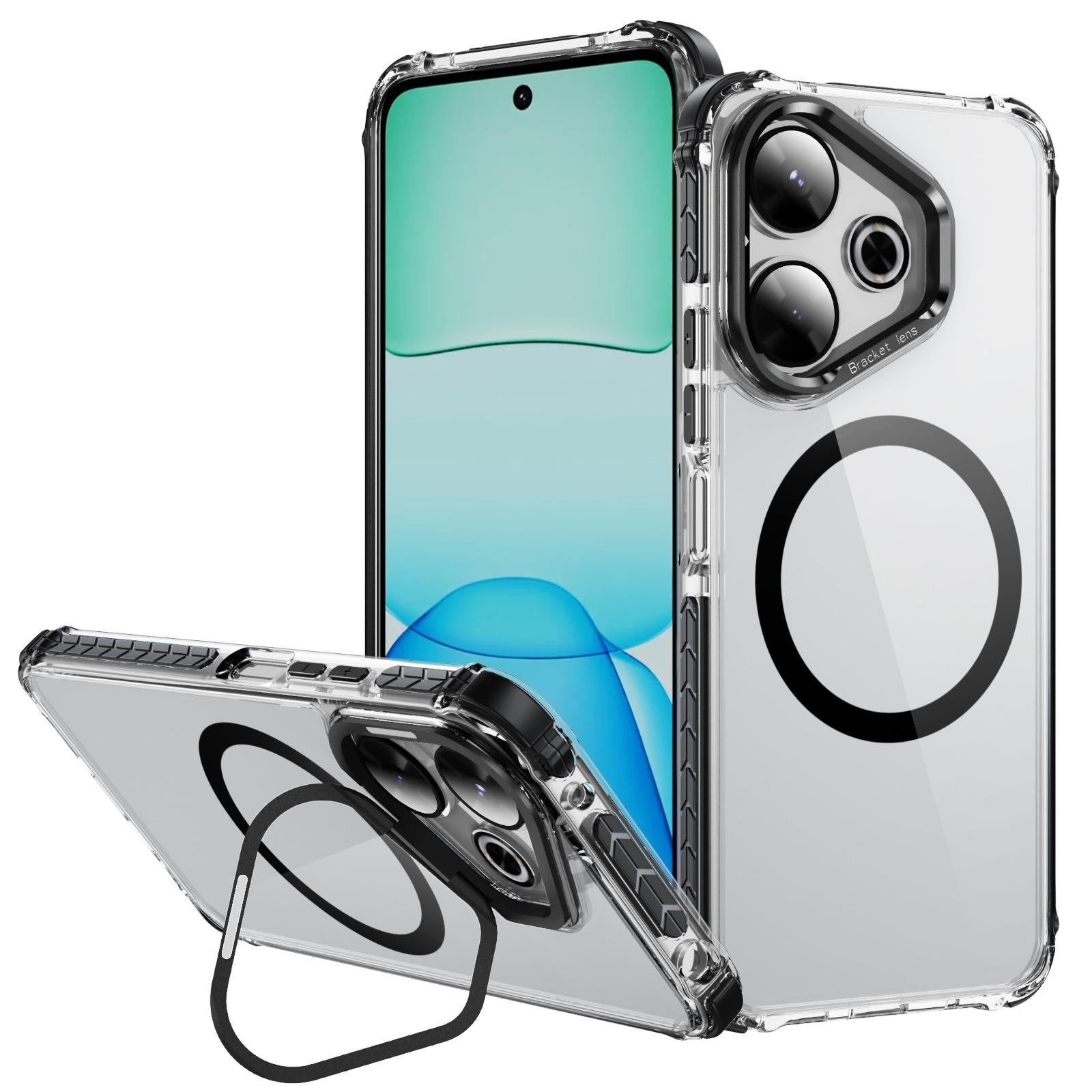 Для телефона Redmi Чехол Акриловый Прозрачный Защита от отпечатков пальцев Жесткий корпус Невидимая подставка Магнитное крепление для чехла телефона Redmi For  Redmi 13