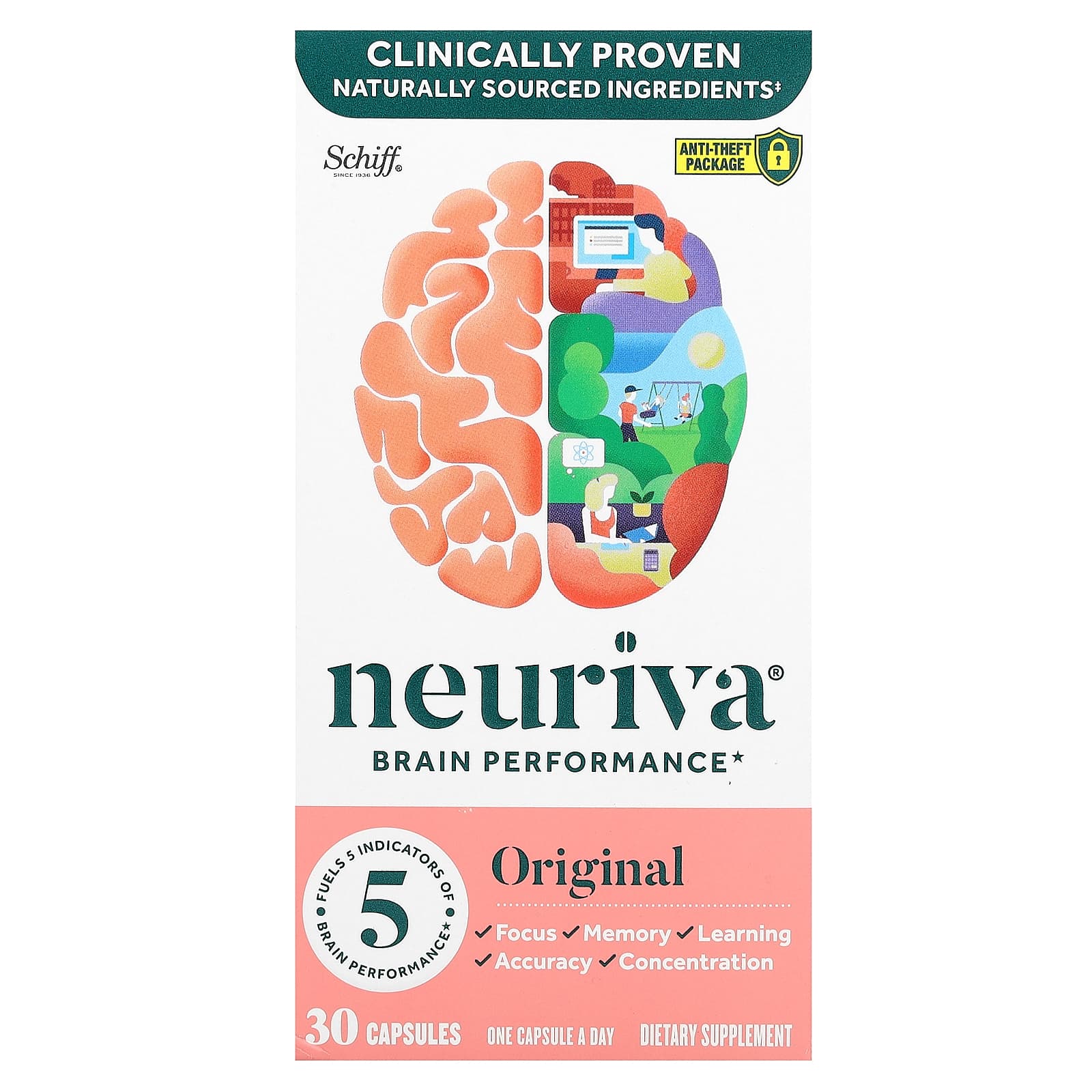 

Шифф, Neuriva Brain Performance, оригінальний, 30 капсул