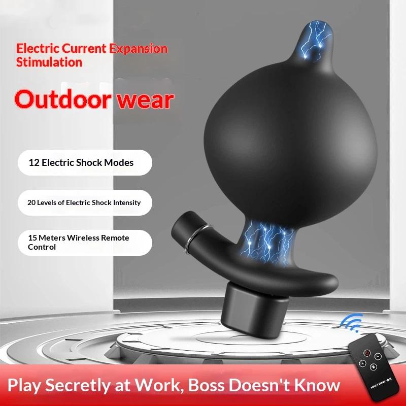 10-Frequency Vibration Prostate Bead Inflation Huge Anal Plug Electric Orgasm Masturbation Massager Sex Product Butt Plug Sextoy