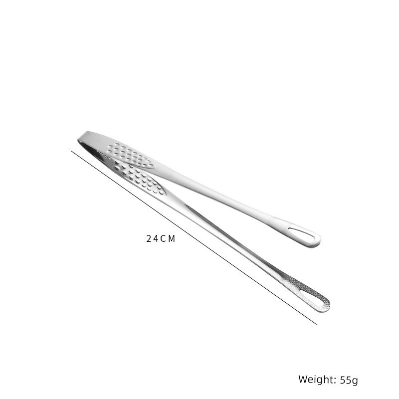 Korean-Style Barbecue Tongs 304 Stainless Steel Tongs Barbecue Tongs Kitchen Extended Food Tongs Restaurant-Specific Steak Tongs 24cm Barbecue Tongs (Silver)