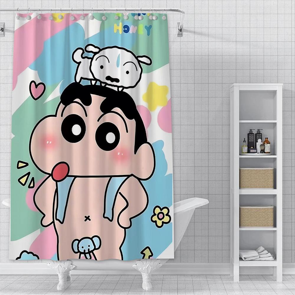 Shower Crayons Shinchans Curtain Waterproof Polyester Fabric Paint Colorful Bath Curtains Home Bathroom Decor Curtain With Hook