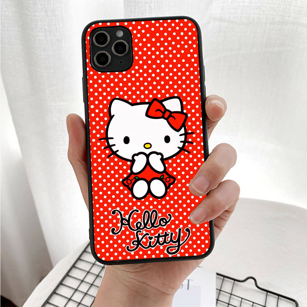 Case for iPhone 16 15 Plus 14 13 12 11 Pro 8 7 6S 6 SE 5S X XR XS Max Realme C30 C33 C31 9I Black Sofe Cover LI14 Hello Kitty