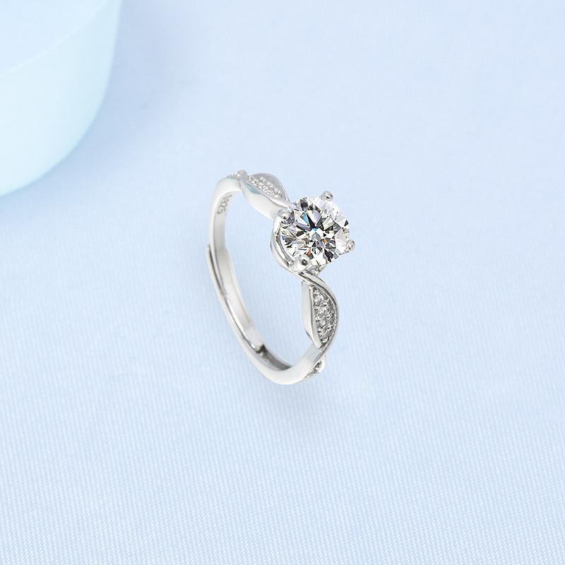 925 Sterling Silver Fashion Versatile Newwall Four-claw Zircon Ring Birthday Party Anniversary Gift Daily Wear