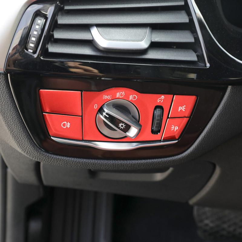 Aluminum Alloy Car Headlight Switch Button Light Control Stickers Fit For BMW 5 Series G30 -2022 Auto Interior