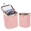Étui à rouge à lèvres en cuir avec miroir Fermeture métallique Pochette de maquillage Mini étui cosmétique de voyage pour femmes Porte-cartes de crédit Cadeau