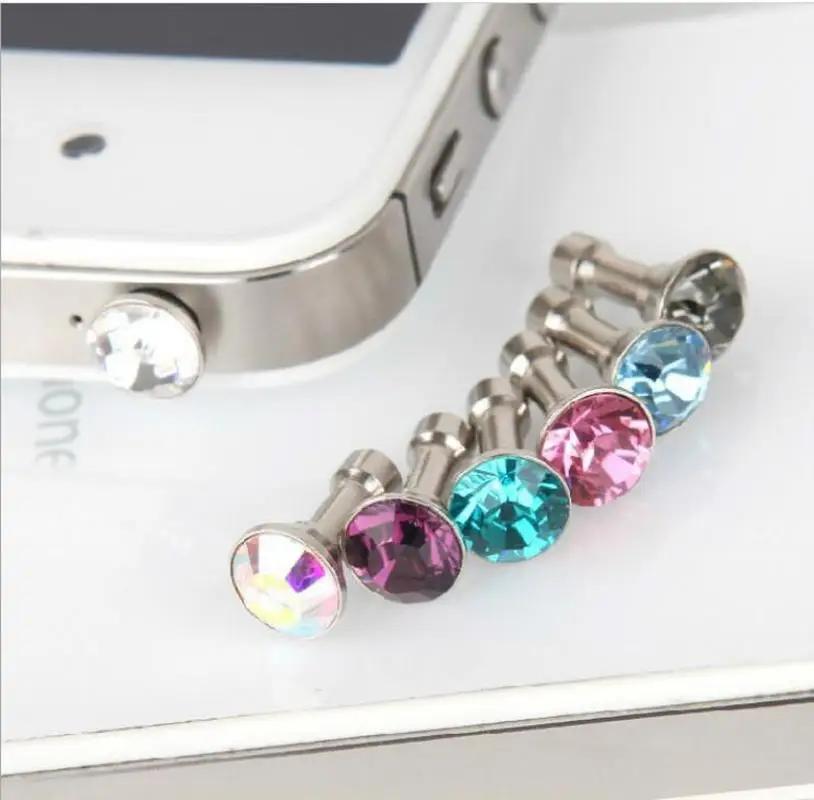 10 PIÈCES Mignon Strass Brillant Bouchon Jack Casque Audio Beau et Simple Anti-Poussière Accessoires 3.5mm