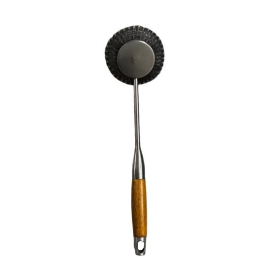 Long Lasting Scrub Brush Stainless Steel Pot Cleaning Brush, with Ergonomic Handle, Heavy Tool Duty Kitchen Scrubbing for Pans Grill Dishes Sturdy
