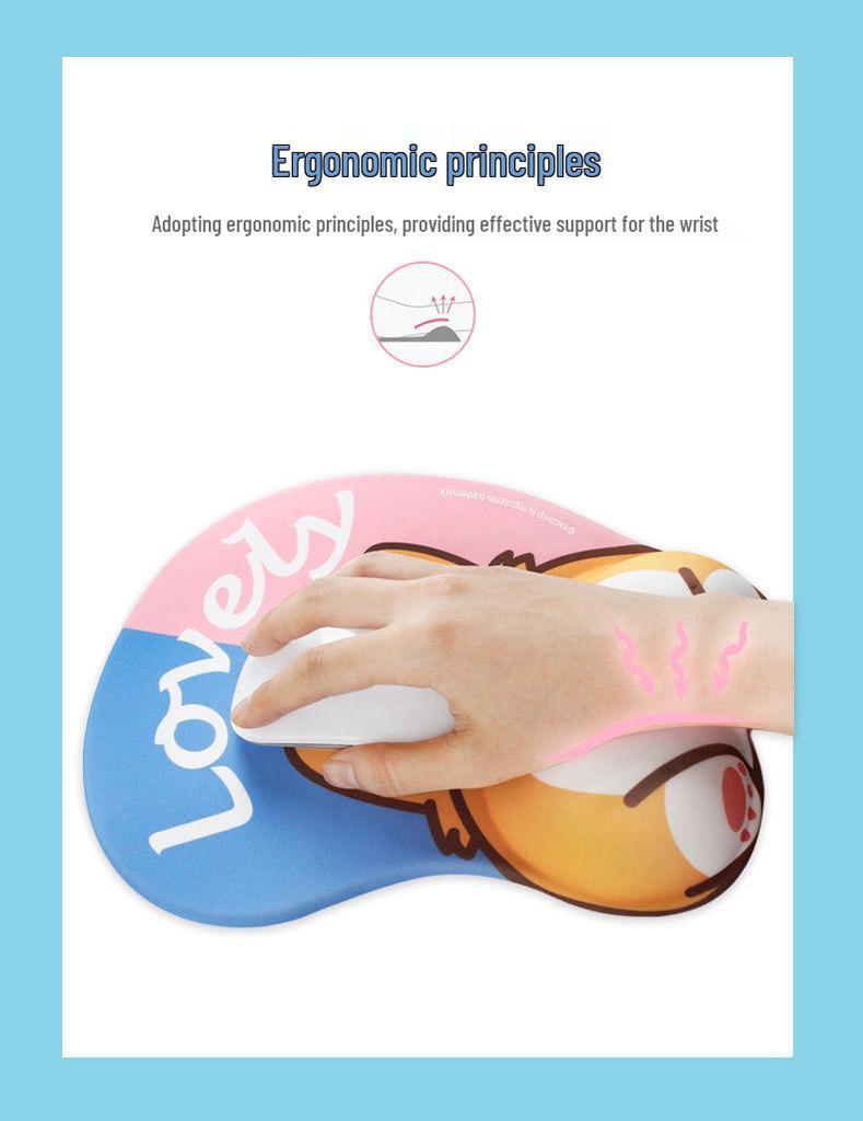 Cartoon Cute Girl 3D Silicone Mouse Pad with Wrist Rest for Office & Esports