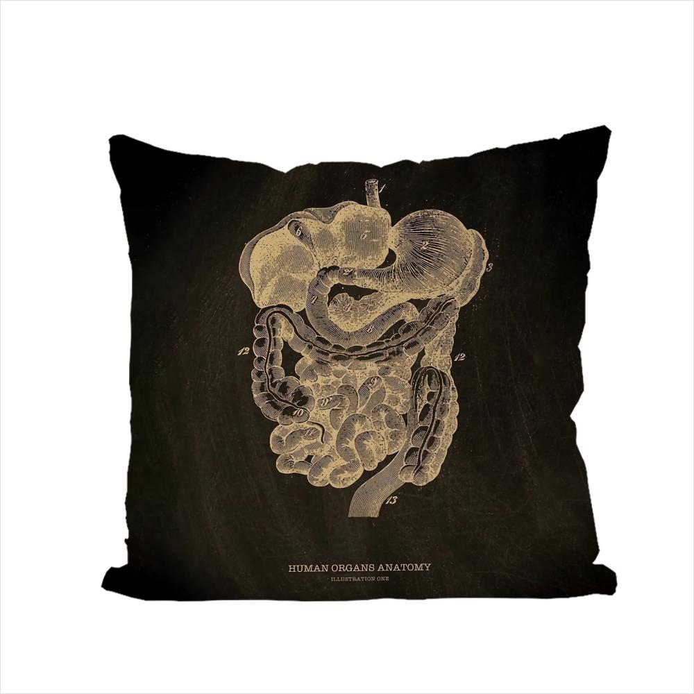 Anatomical Skeleton Pillow Case For Car Sofa Decorative Home Doublesided Print Plush Square Throw Pillow Cushion Cover