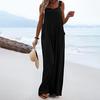Damski kombinezon jednokolorowy, etniczny, luźny, z szerokimi nogawkami, głębokim kroczem, letni kombinezon Codzienne ubrania