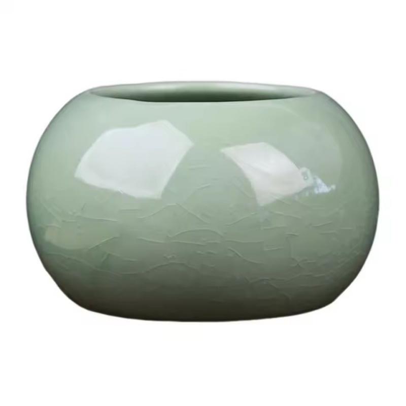Creative Handmade Geyao Ice Crack Round Succulent Plant Pot Asparagus Fern Orchid Flowerpot Small Size Vase Home Garden Decor