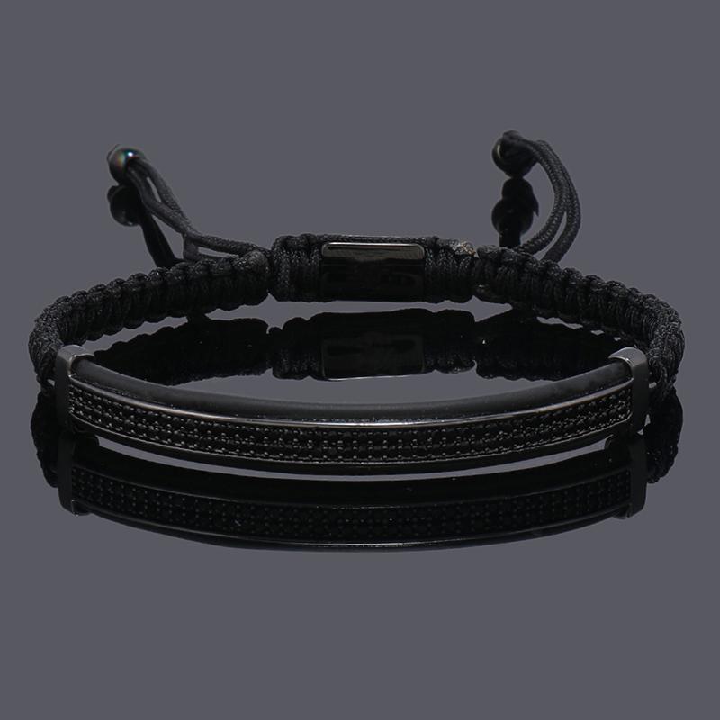 Luxury Punk CZ Bar Braided Man Bracelets For Women Handmade Jewelry Gift