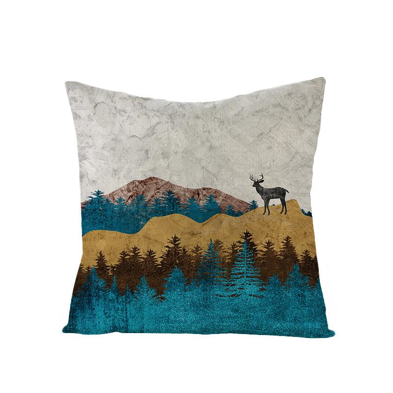 Home Decoration Supplies Landscape Painting Polyester Pillow Cover Home Geometric Abstract Sofa Cushion Cover