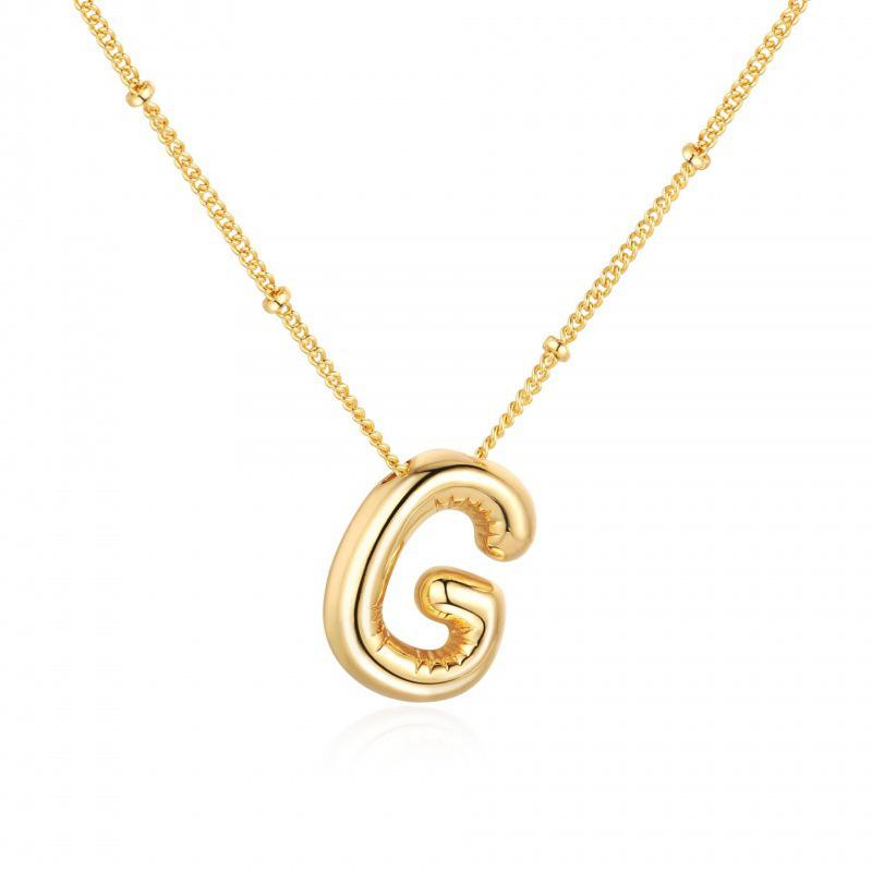 Minimalist Copper-Plated Gold Alphabet Pendant Sweater Chain Jewelry