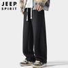 JEEP SPIRIT Men's Casual Curved Blade Wide-Leg Sweatpants