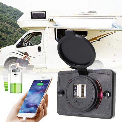 Dvojportová nabíjačka do auta s výklopným krytom Rýchle nabíjanie USB nabíjačka pre obytné vozidlá, telefóny, tablety, RV, loď, ATV Univerzálna 12-24V nabíjacia stanica pre vozidlá