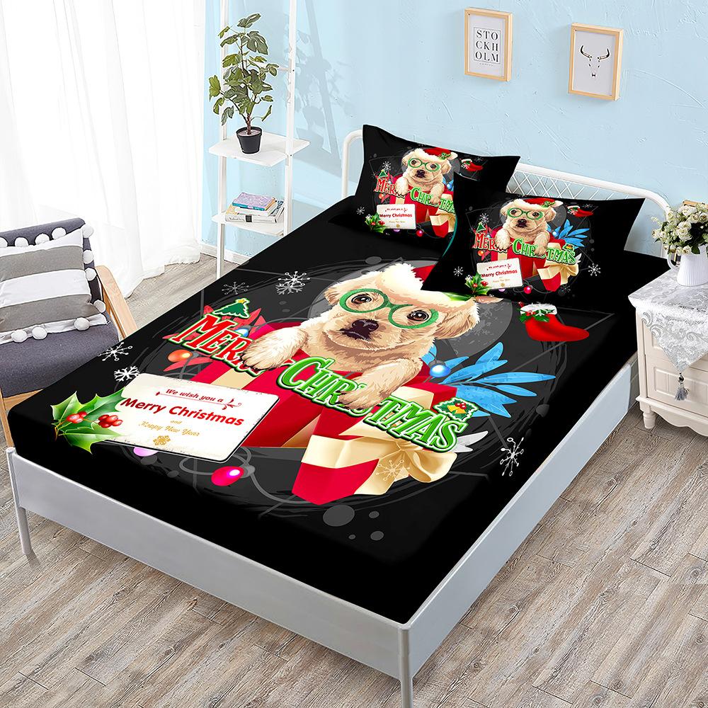 Christmas Three-Piece Mattress Digital Printing Mattress Cover Mattress Protective Cover