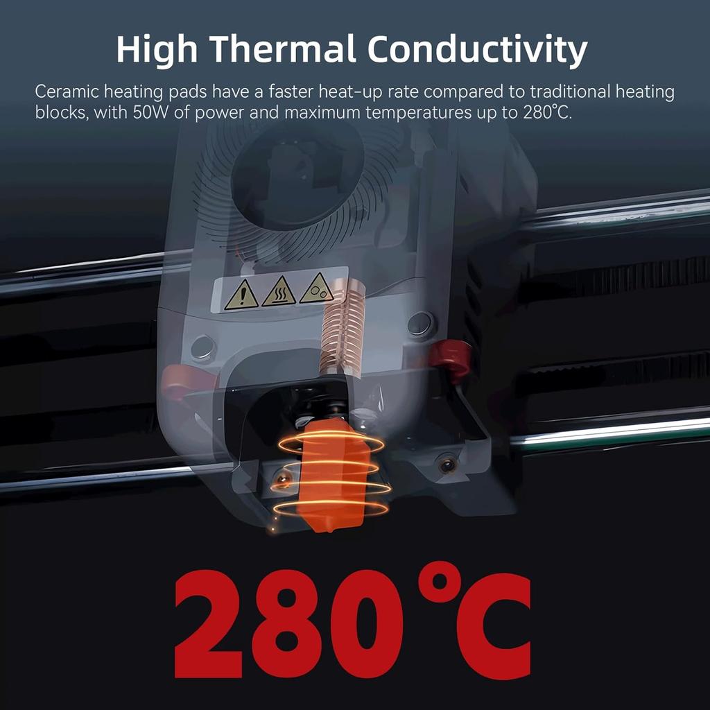 Upgrade Ceramic Hotend Kit for Flashforge Adventurer 5M/5M Pro 3D Printer,Rapid Heating Quick-Detachable 0.4mm Hardened Nozzle+Chrome Plated Brass