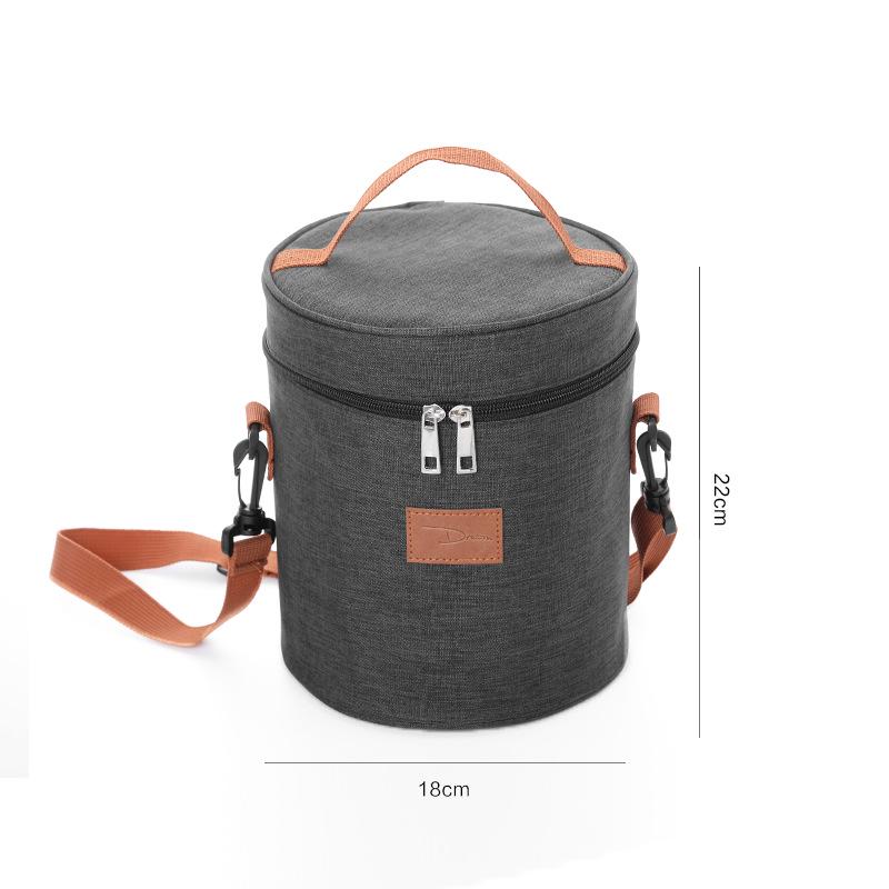 Thickened Insulated Round Lunch Bag - Portable, Large Capacity for Students and Outdoor Use