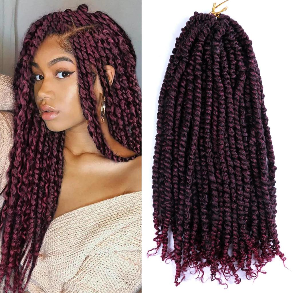 18 Inches 11 Strands/Pack Passion Twist Crochet Hair Pre-looped Synthetic Crochet Braids Hair Extensions (Full Head 5-8 Packs)