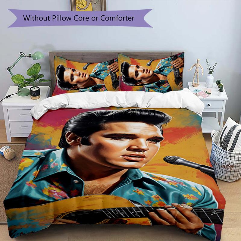 Elvis 3-teiliges Bettwäsche-Set Bettbezug Verschluss Enthält 1 Bettbezug & 2 Kissenbezüge für Alle Jahreszeiten Schlafzimmer Zuhause Wohnheim Dekor