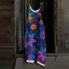 Women's Jumpsuit  Print Casual Loose Vintage Shoulder Strap Cotton Linen