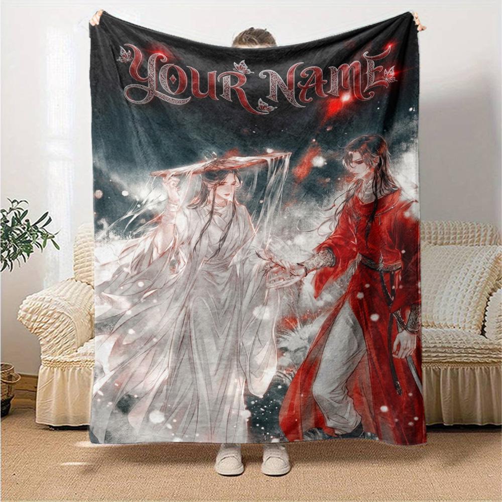 Name Custom Xie Lian and Hua Cheng Print Flannel Blanket High Quality Warm Comfortable Cover for All Seasons Perfect for Gifts Home Decor