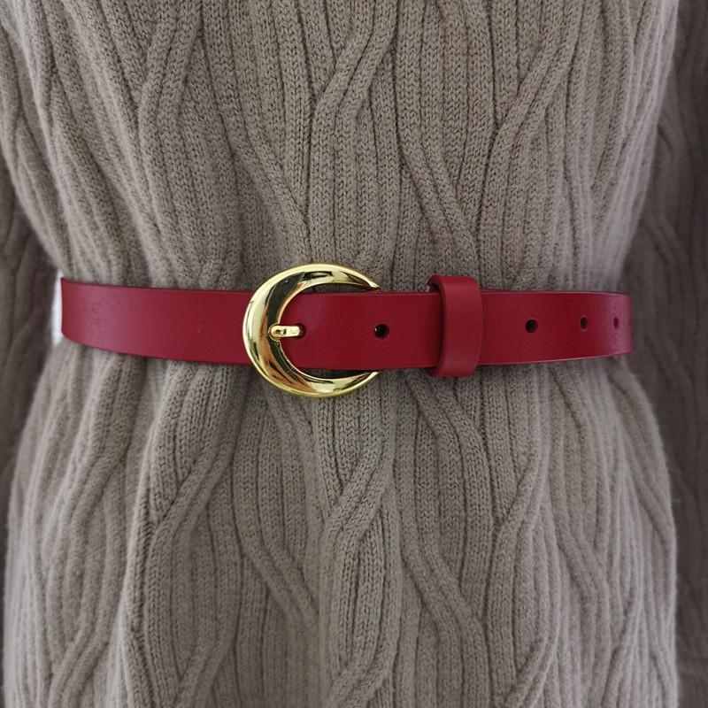 Classic Genuine Leather Womens Belt With Alloy Pin Buckle For Denim Pants