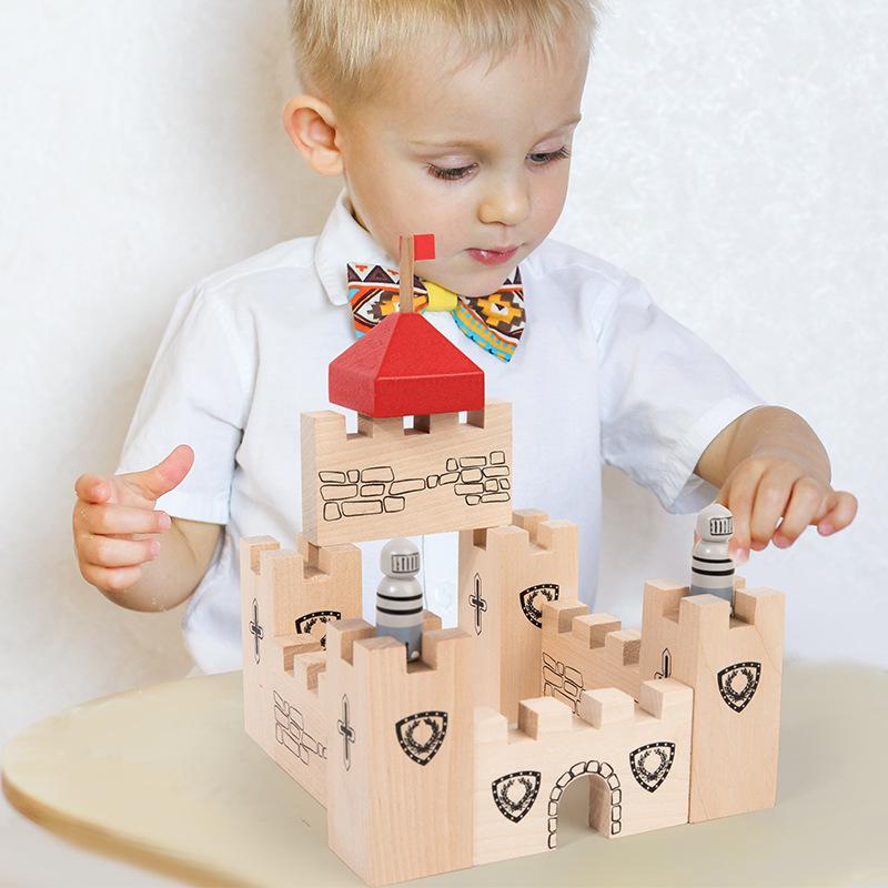 3D Creative Thinking Castle: Wooden Puzzle & Building Blocks for Children's Early Education