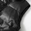 Mode Winter Herren Ärmellose Jacken Übergröße Dick Wasserdicht Schwarz Kunstleder Oberbekleidung Mann Warme Weste
