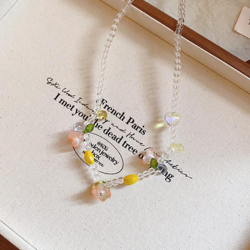 Koreaanse Retro Parel Strass Kwast Choker met Bloem Strik Design