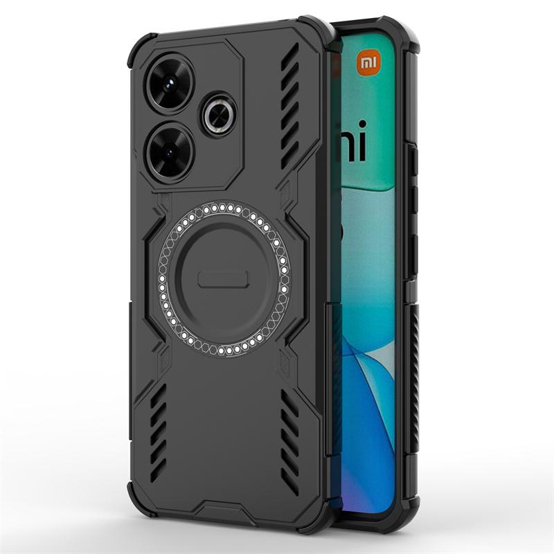 For Xiaomi Poco M6 Case For Poco M6 4G Shockproof Anti-knock Magnetic Adsorption Wireless Charge Back Cover For Poco M6 Case