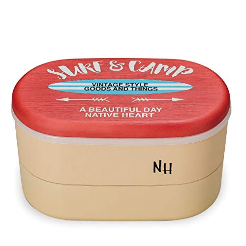 

NH Family Lunch Box SURF & CAMP Woodgrain x Red, Two-tiered, Lower tier/1300ml, Upper tier/1700ml, 4575988