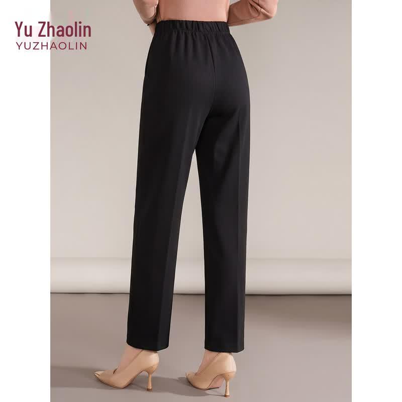 YUZHAOLIN Women's High-Waist Elastic Casual Straight-Leg Pants