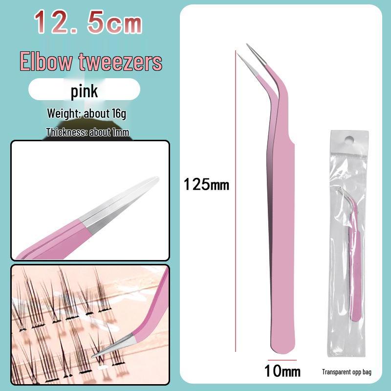 Colorful Stainless Steel Curved Tweezers for False Eyelashes and Planner Clips