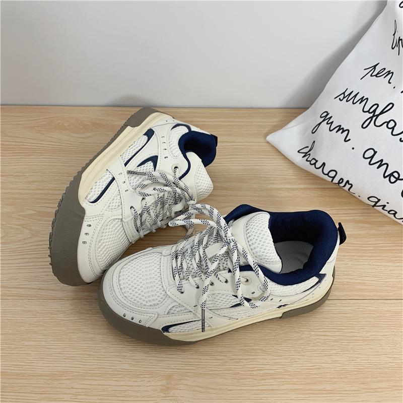 Fashion Women's Casual Flat Shoes 2025 Spring Summer Mesh Breathable Non Slip Sneakers Fashion Lace Up Comfortable Vulcanized Shoes