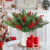 12/24Pcs Artificial Pine Berry Plant Branches for New Year Home Decor Christmas Decoration Nativity Tree Craft Garland Accessory
