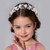 White Beaded Flower Hair Ornament for Girls, Perfect for Recitals, Weddings, and Piano Performances.