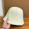 High-grade wool bucket hat women's autumn and winter face small solid color bucket hat simple velvet thickened thermal basin hat