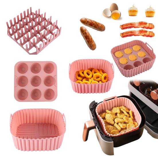 Air Fryer Silicone Basket Liners Large Square Oven Pan BBQ Grill Reusable Cake Molds for Hot Dogs Bacon Jelly