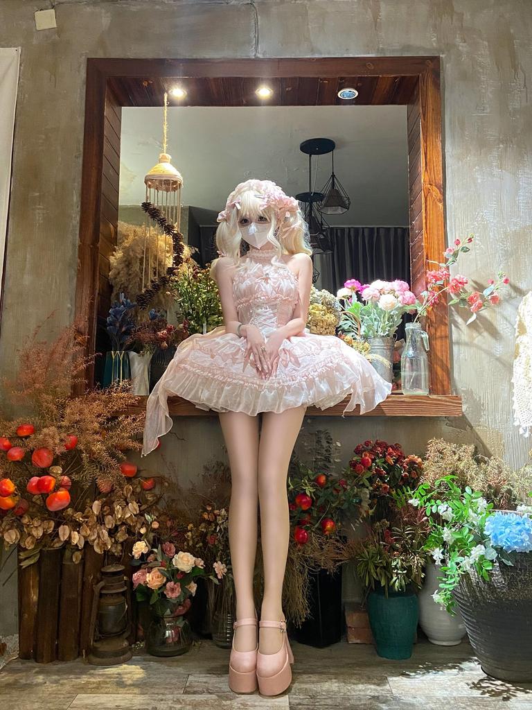 XHSUKADO Lolita JSK Jumper Skirt with and Lace This cute Gothic Lolita dress features a bridal and a Mori Girl princess Perfect for crossdressing in